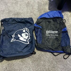 Blue and Black Drawstring Backpacks